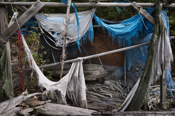 Lilloet lake, a fisherman shelter, The Ucwalmicw reserve, British Columbia, Canada