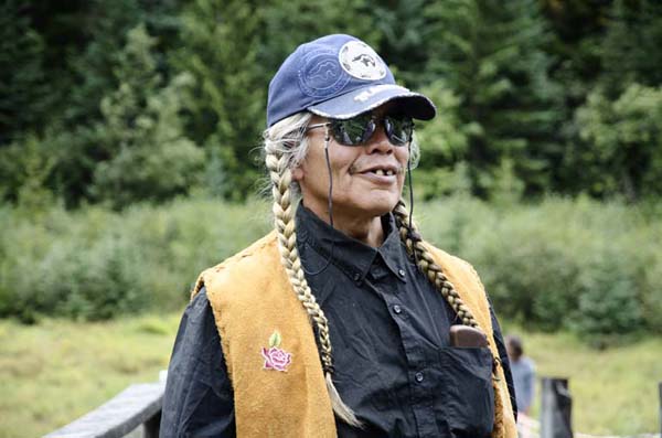 Hubert Jim in Sutikalh for the resistance of natives against the project of a skiing plant in the Ucwalmicw indian reserve. British Columbia, Canada