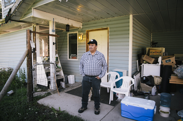 the native Gerald Gabriel and his house, Lake Andersen, British Columbia, Canada