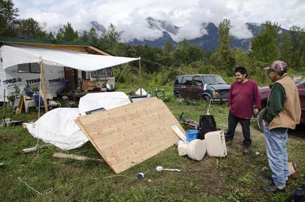 Mount Currie, the garden of a native house, Ucwalmicw reserve, British Columbia, Canada